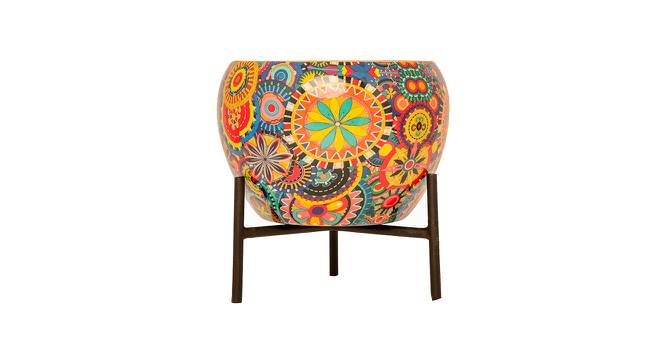 Metal planter with stand in multi color floral design (Multicolor) by Urban Ladder - Design 1 Side View - 724192