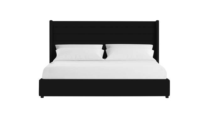 Caliya Primo Upholstery King Bed Without Storage In Black (Queen Bed Size, Black Finish) by Urban Ladder - Front View Design 1 - 725047