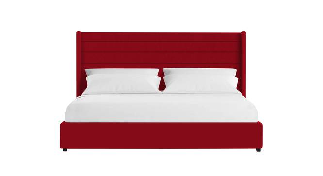 Caliya Primo Upholstery King Bed Without Storage In Maroon (King Bed Size, Maroon Finish) by Urban Ladder - Front View Design 1 - 725114