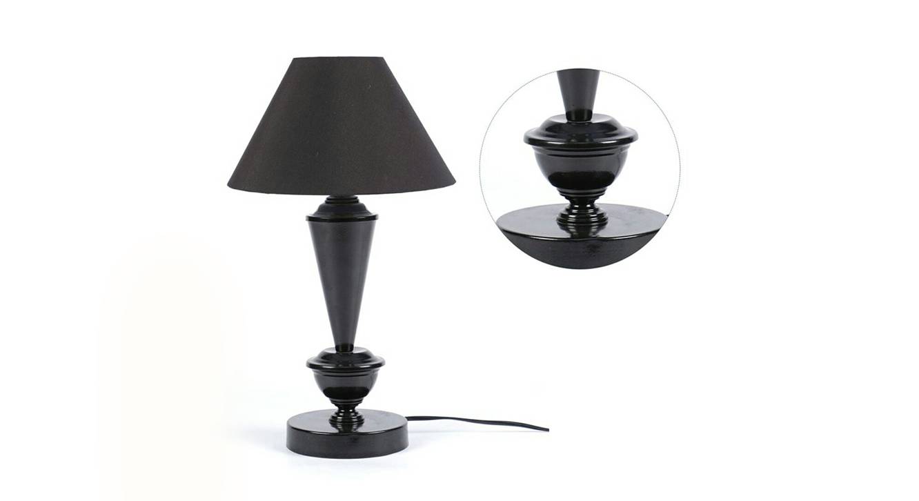 Karachi Black Cotton Shade Table Lamp With Metal Base Urban Ladder