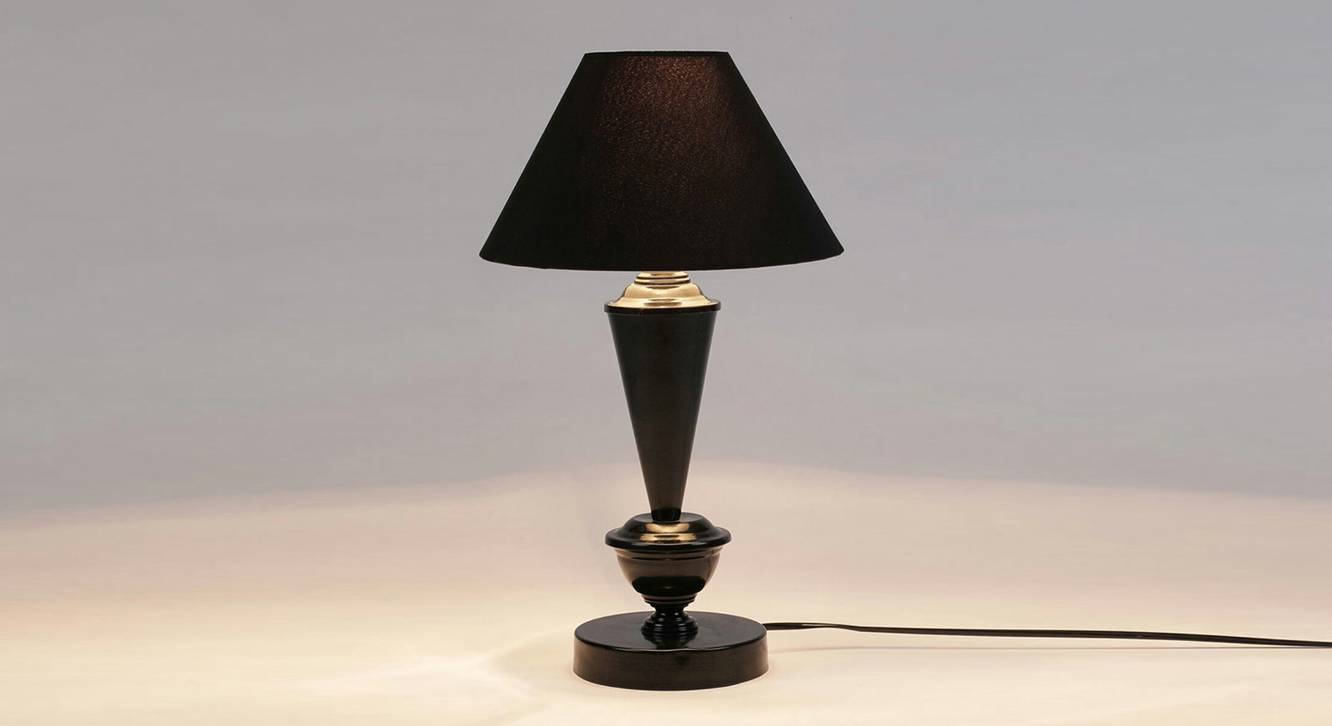 Karachi Black Cotton Shade Table Lamp With Metal Base Urban Ladder