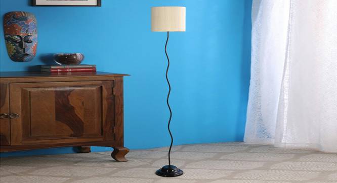 Off White Cotton Shade Floor Lamp With Metal Base NTU-05 (Off White) by Urban Ladder - Design 1 Side View - 726430