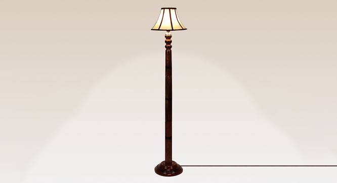Off White & Brown Cotton Shade Floor Lamp With Wood Base NTU-265 (Off White) by Urban Ladder - Design 1 Side View - 726561