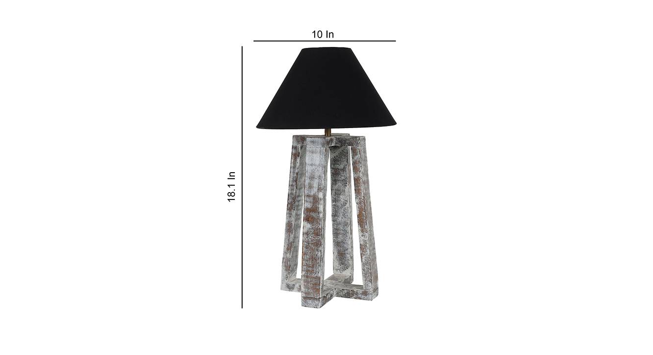 Finn Mango Wood Table Lamp With Black Cotton Shade Urban Ladder