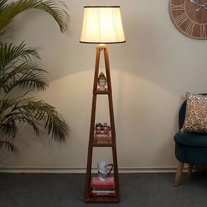 Floor Lamps In Mumbai Design Ava Mango Wood Floor Lamp With Black Pipping Cotton Shade (Brown)