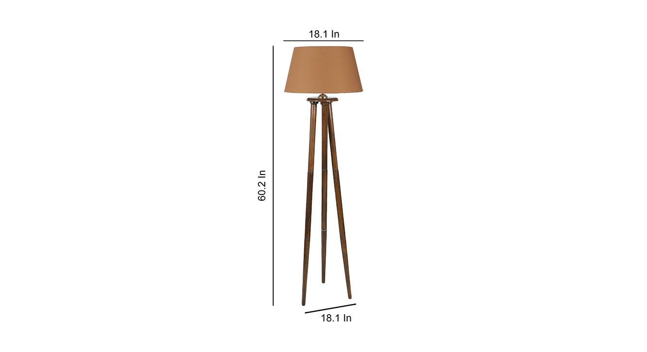 Amelia Mango Wood Floor Lamp With Brown Cotton Shade Urban Ladder