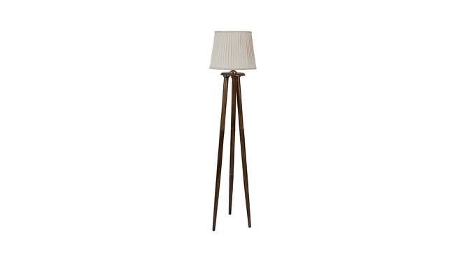 Mango Wood Floor Lamp With Off White Pleated Satin Shade SHS-05 (Brown) by Urban Ladder - Front View Design 1 - 727104