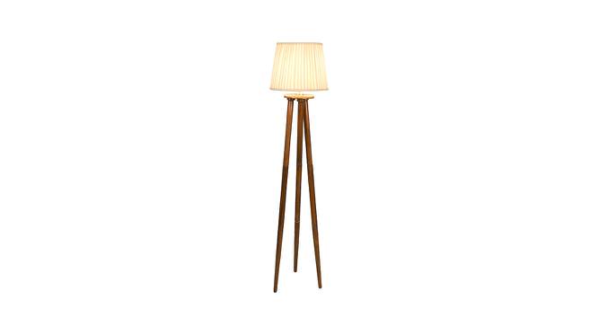 Mango Wood Floor Lamp With Off White Pleated Satin Shade SHS-05 (Brown) by Urban Ladder - Design 1 Side View - 727128