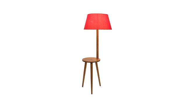 Mango Wood Floor Lamp With Red Cotton Shade SHS-18 (Brown) by Urban Ladder - Design 1 Side View - 727137