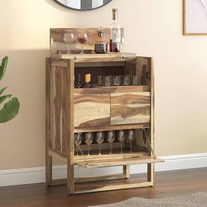 Bar Unit And Cabinet Design Macallan Solid Wood Bar Cabinet in Honey Oak Finish