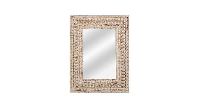 Ivy Carved Rectangular Wooden Mirror (White) by Urban Ladder - Front View Design 1 - 728555