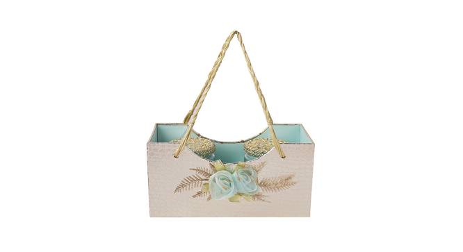 Golden Box Shaped Basket with two Glass Jars BASK2105 (Golden & Blue) by Urban Ladder - Design 1 Side View - 729232