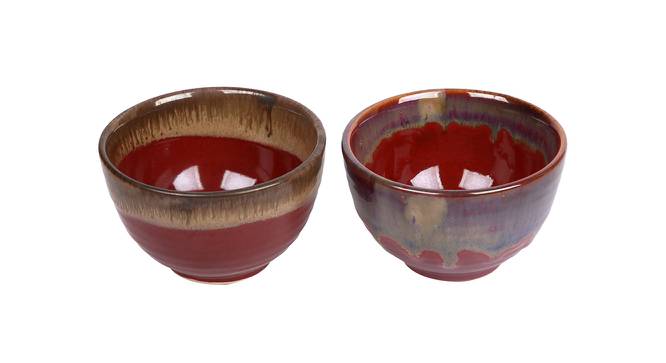 Fiery Red Ceramic Bowl Set of 2 (Red) by Urban Ladder - Design 1 Side View - 729272