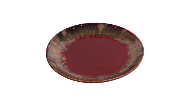 Textural Red Ceramic Plate Set of Two (Red) by Urban Ladder - Design 1 Side View - 729276