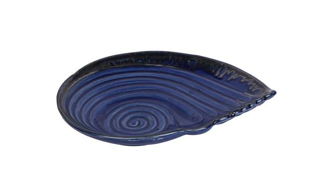 Sea Shell Indigo Blue Platter (Blue) by Urban Ladder - Design 1 Side View - 729280