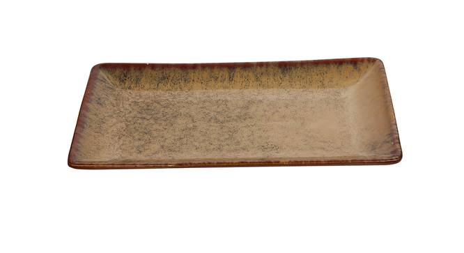 Rectangular Ceramic Platter in Natural Tone (Brown) by Urban Ladder - Design 1 Side View - 729285