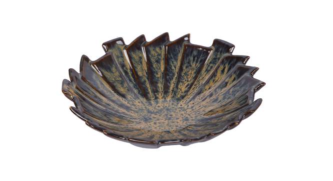 Asymmetrical Ceramic Cutwork Platter (Brown) by Urban Ladder - Design 1 Side View - 729292