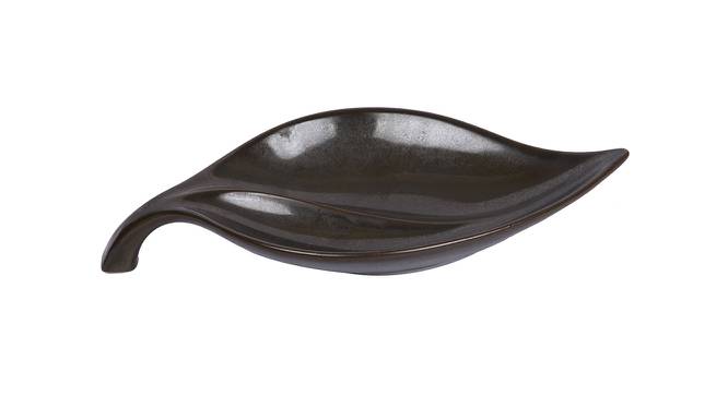 Leaf Structure Coffee Brown Ceramic Platter (Brown) by Urban Ladder - Design 1 Side View - 729295