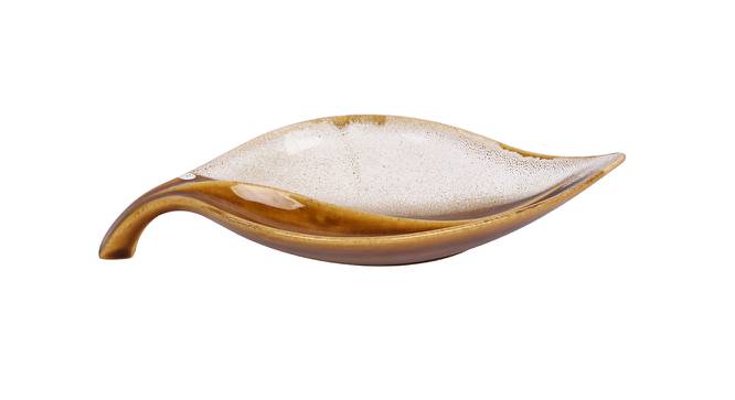 Leaf Structure Ceramic Platter (Mustard) by Urban Ladder - Design 1 Side View - 729296