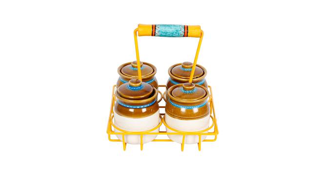 Ceramic Barni Set with Tray (Yellow) by Urban Ladder - Design 1 Side View - 729298