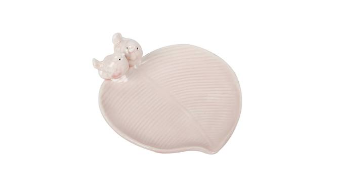 Leaf Ceramic Tray in White (Pink) by Urban Ladder - Design 1 Side View - 729301