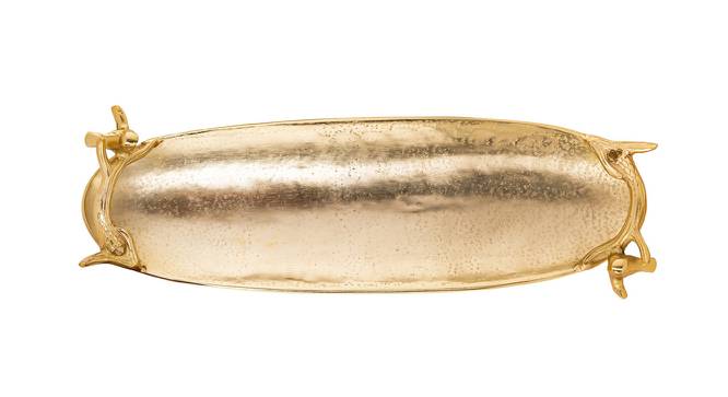 Gold Finish Handcrafted Metallic Oval Tray (Gold) by Urban Ladder - Design 1 Side View - 729311