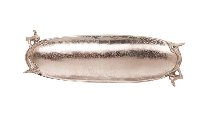 Silver Finish Handcrafted Metallic Oval Tray (Silver) by Urban Ladder - Design 1 Side View - 729312