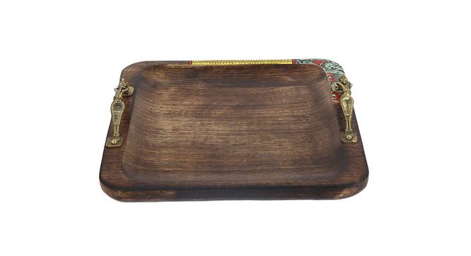 Quadrilateral Tray With Designer Handles (Brown) by Urban Ladder - Design 1 Side View - 729321