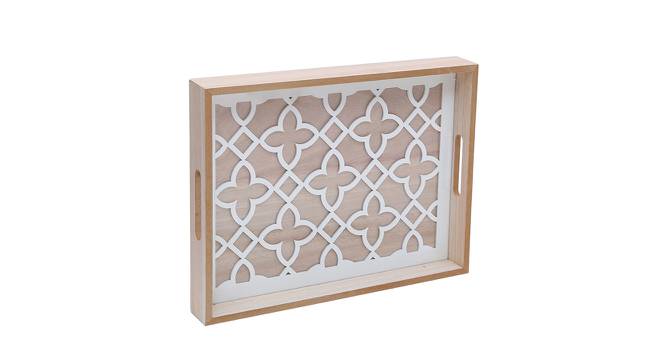 Beige & White Printed Wooden Tray (Beige) by Urban Ladder - Design 1 Side View - 729334