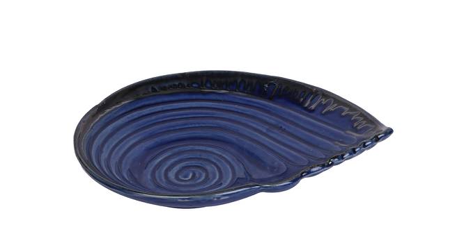 Sea Shell Indigo Blue Platter Set of 2 (Blue) by Urban Ladder - Design 1 Side View - 729342