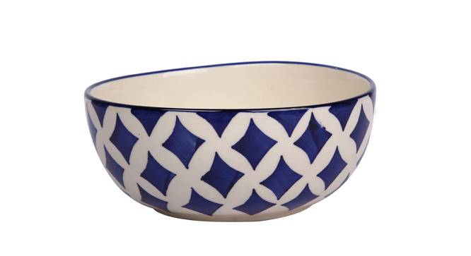 Blue Diamond Ceramic Bowl set of 2 (White & Blue) by Urban Ladder - Design 1 Side View - 729345