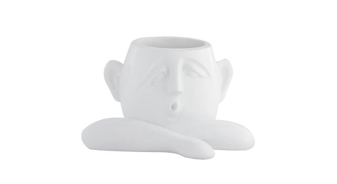 Human figurine Ceramic Flower Vase (White) by Urban Ladder - Design 1 Side View - 729362