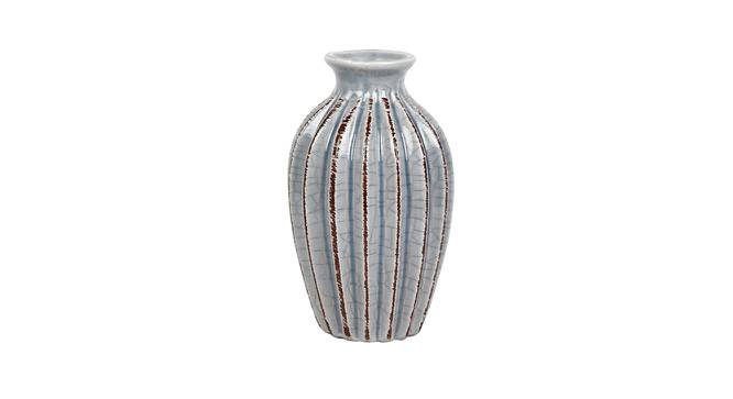 Handcrafted Grey Ceramic Flower Vase (Grey) by Urban Ladder - Design 1 Side View - 729364