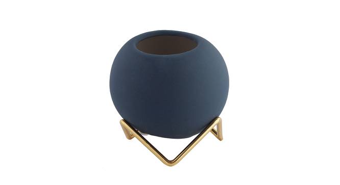 Set of 3 Coloured Ceramic Vases with Golden Stand (Multicoloured) by Urban Ladder - Design 1 Side View - 729365
