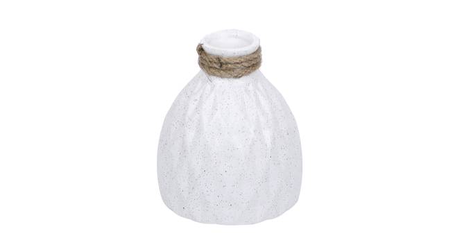 White Ceramic Flower Vase with Jute Neck (White) by Urban Ladder - Design 1 Side View - 729367