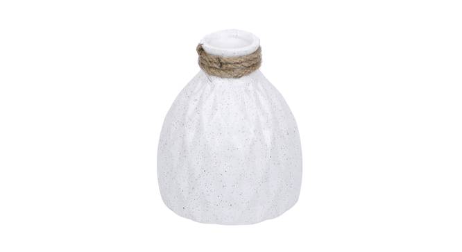 White Ceramic Flower Vase with Jute Neck (White) by Urban Ladder - Design 1 Side View - 729367