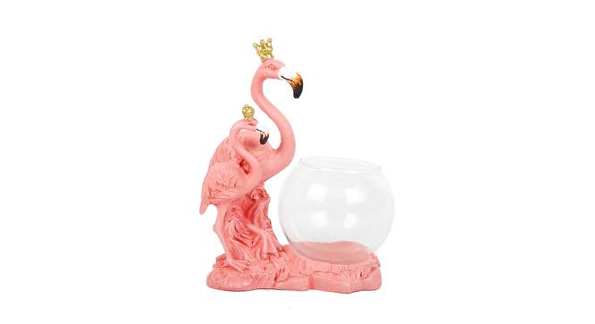 Cute Pink Flamingo Showpiece with Glass Bowl (Pink) by Urban Ladder - Design 1 Side View - 729380