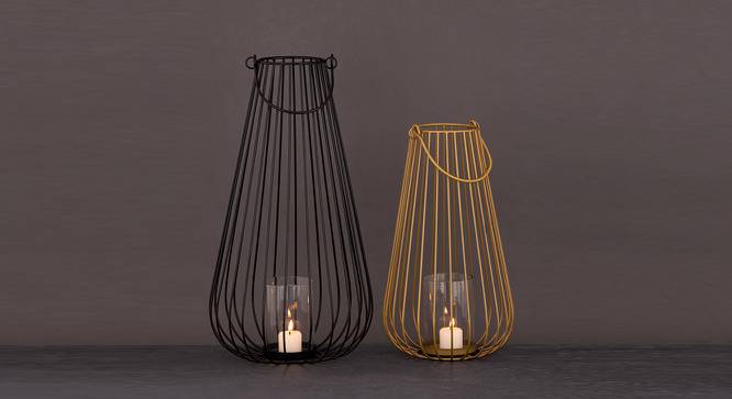 Set Of 2 Metal Candle Lantern With Glass Case (Black) by Urban Ladder - Design 1 Side View - 729384