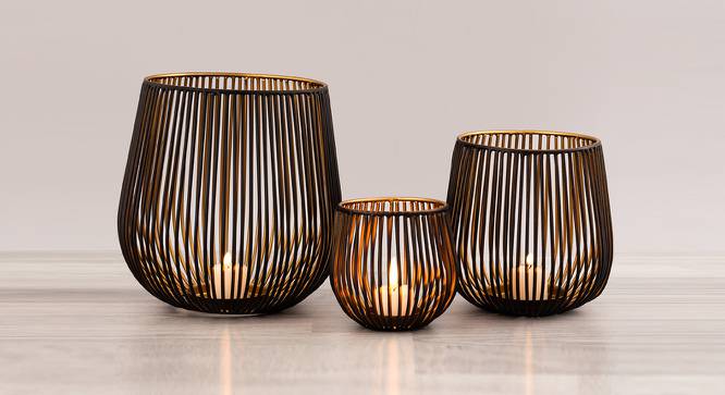 Set Of 3 Black And Gold Metal Candle Holder (Black) by Urban Ladder - Design 1 Side View - 729385