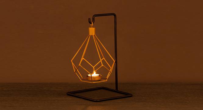 Black And Gold Handcrafted Hanging Tea Light Holder (Gold) by Urban Ladder - Design 1 Side View - 729386