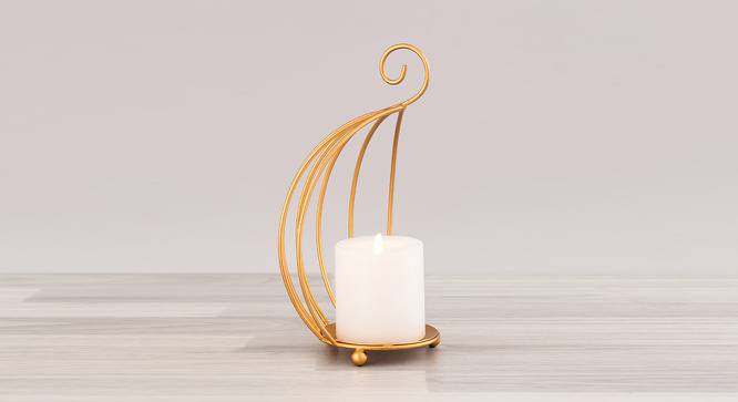 Handcrafted Oriental Design Golden Colormetal Candle Holder (Gold) by Urban Ladder - Design 1 Side View - 729388