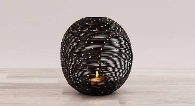 Black With Golden Touch Iron Wire Tea Light Holder (Black) by Urban Ladder - Design 1 Side View - 729390