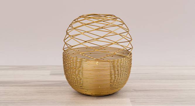 Handcrafted Golden Iron Wire Tea Light Holder (Gold) by Urban Ladder - Design 1 Side View - 729391