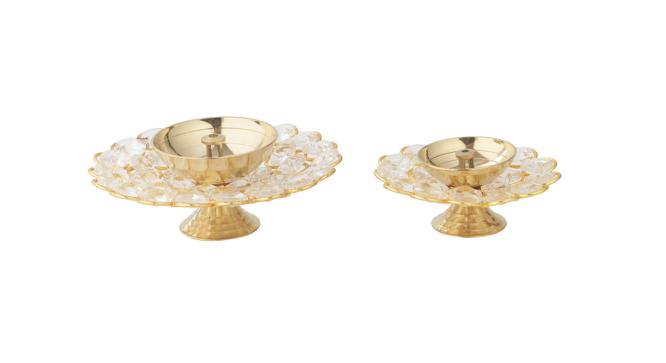 Set Of 2 Unique Handcrafted Crystal Diyas (Gold) by Urban Ladder - Design 1 Side View - 729417