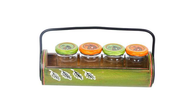 Snacks Containers with Wooden Tray (Brown) by Urban Ladder - Design 1 Side View - 729422