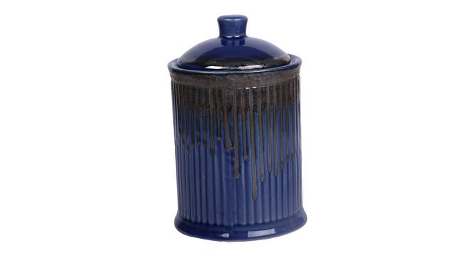 Cylindrical Handcrafted Ceramic Storage Jar (Blue) by Urban Ladder - Front View Design 1 - 729435