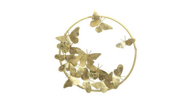 Multicoloured Butterfly and Golden Ring Wall Decor (Gold) by Urban Ladder - Design 1 Side View - 729453