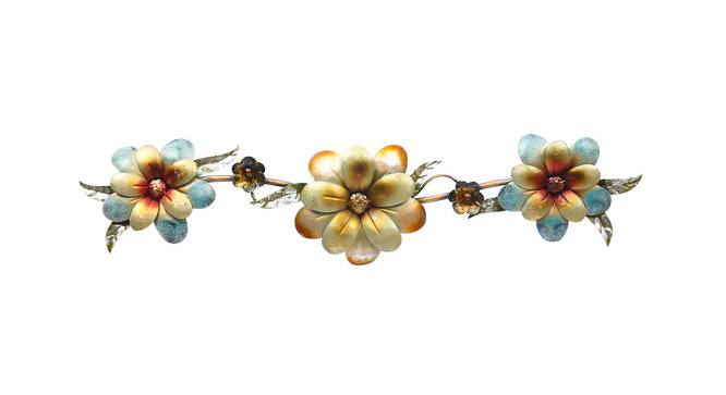Horizontal Floral Pattern Three Flowers (Gold & Blue) by Urban Ladder - Design 1 Side View - 729456