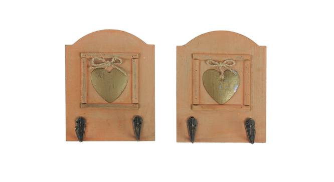 Light Orange Hand painted Wall Hooks with Brass Heart Accent-2 Hooks (Gold) by Urban Ladder - Design 1 Side View - 729507