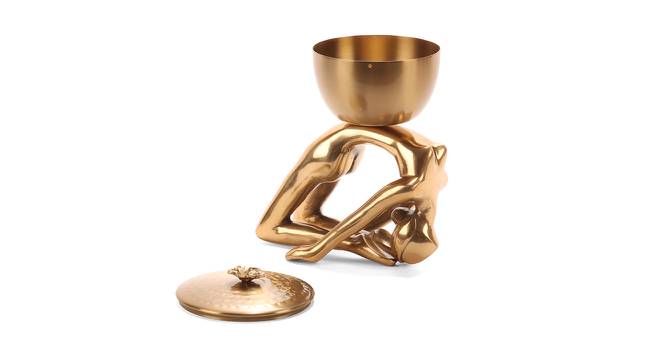 Yoga Pose Figurine with a Brass Bowl (Golden) by Urban Ladder - Front View Design 1 - 729543